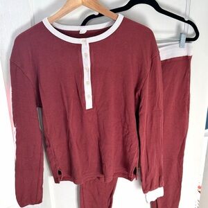 Unisex Brick Red Organic Pajama Set